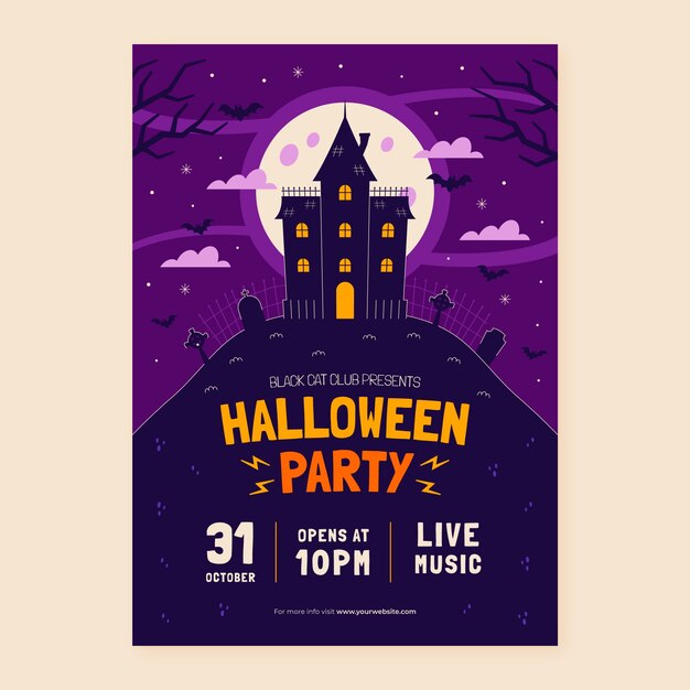 Flat halloween vertical poster template