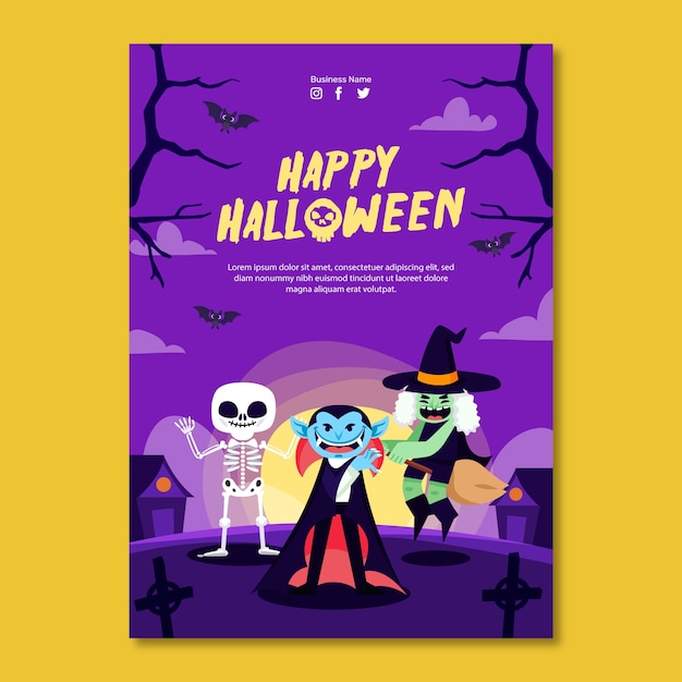 Free Vector flat halloween vertical poster template