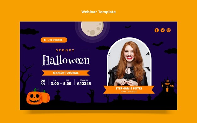 Flat halloween webinar template