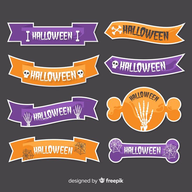 Flat halloween with ribbons collection