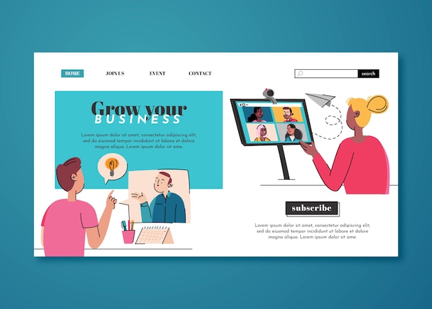 Flat hand drawn business landing page