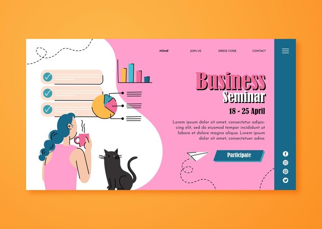 Flat hand drawn business landing page