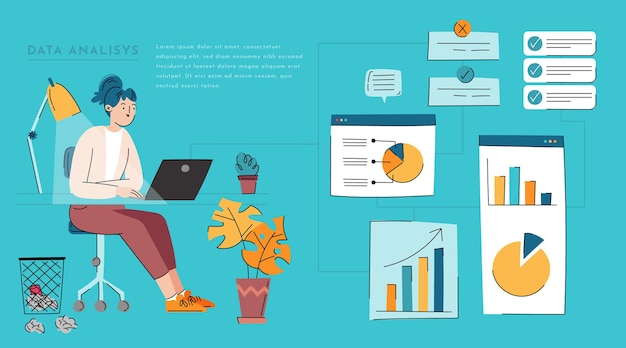 Free Vector flat hand drawn business sata analytics concept