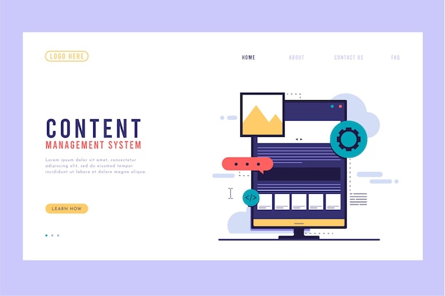 Flat-hand drawn cms landing page template