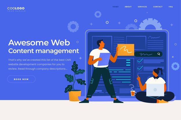 Flat hand drawn cms landing page template