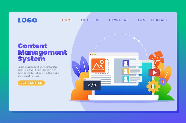 Flat-hand drawn cms landing page template