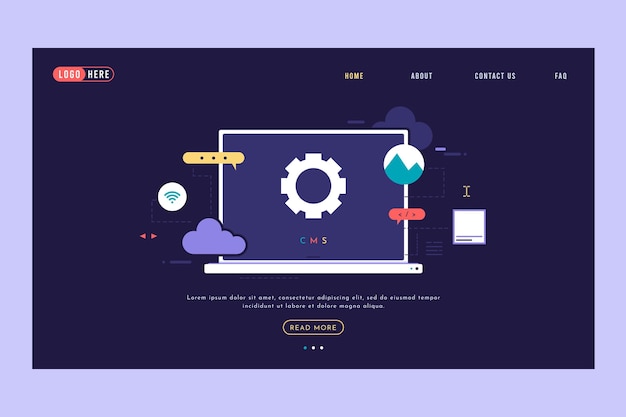 Free Vector flat-hand drawn cms landing page