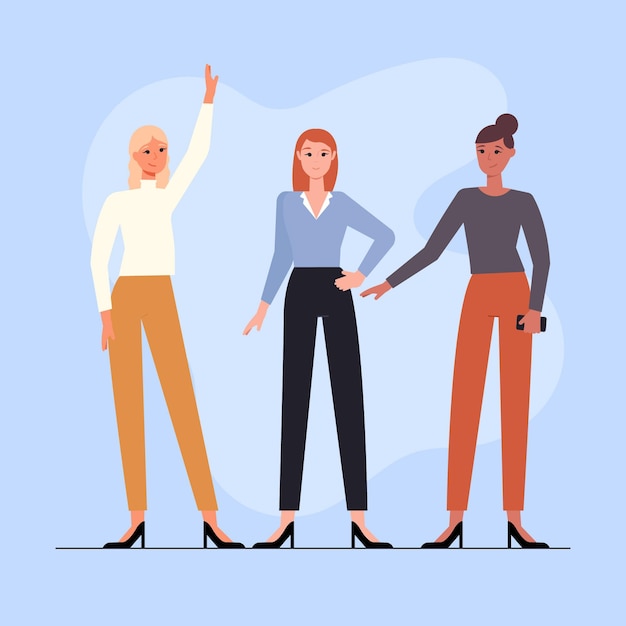 Free Vector flat-hand drawn confident female entrepreneurs illustration