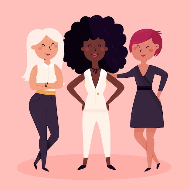 Flat-hand drawn confident female entrepreneurs illustration