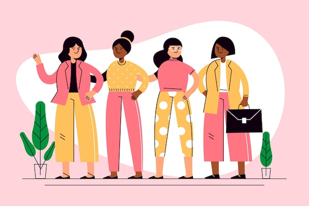 Free Vector flat-hand drawn confident female entrepreneurs