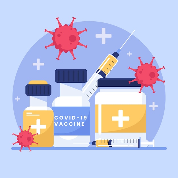 Flat-hand drawn coronavirus vaccine illustration