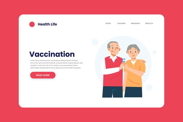 Flat-hand drawn coronavirus vaccine landing page template