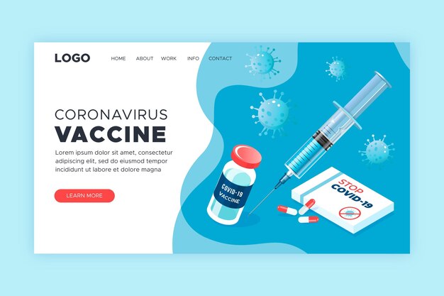 Flat-hand drawn coronavirus vaccine landing page template