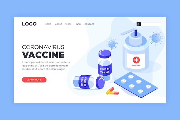 Flat-hand drawn coronavirus vaccine landing page