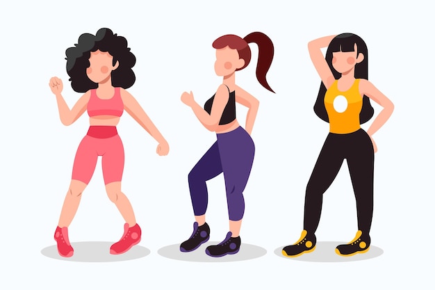 Free Vector flat-hand drawn dance fitness class illustration