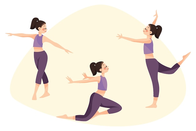 Free Vector flat-hand drawn dance fitness class illustration