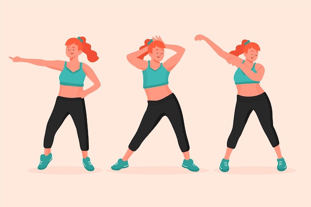 Free Vector flat-hand drawn dance fitness class illustration