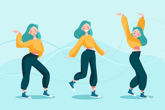 Free Vector flat-hand drawn dance fitness class