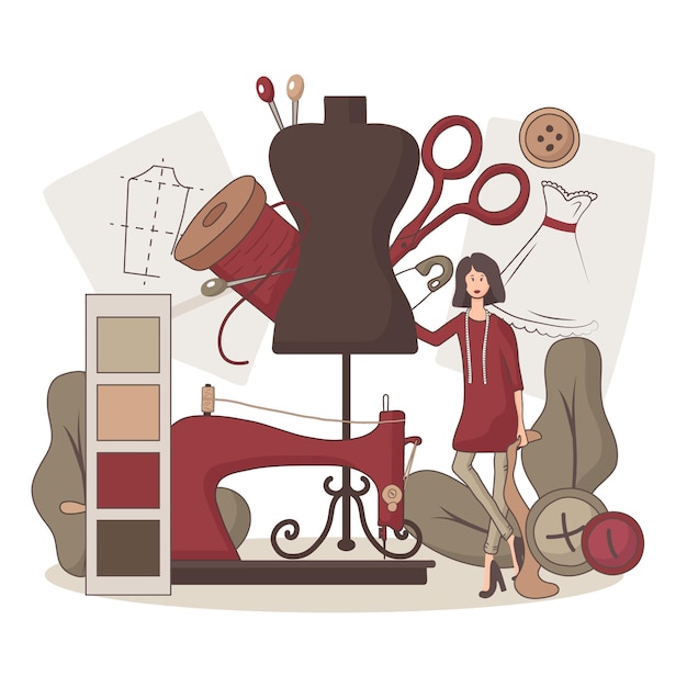 Flat-hand drawn fashion designer illustration