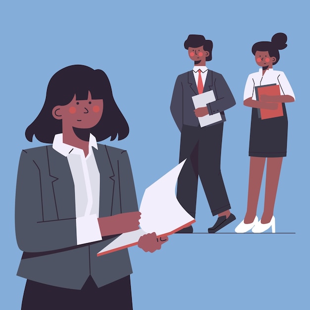 Free Vector flat-hand drawn female team leader illustration