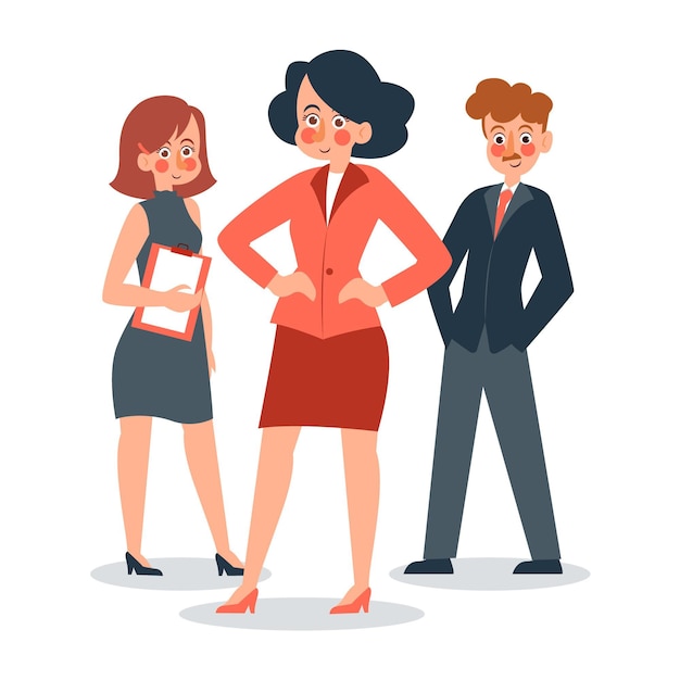 Free Vector flat-hand drawn female team leader illustration