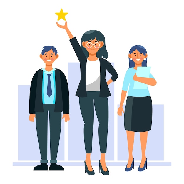 Free Vector flat-hand drawn female team leader