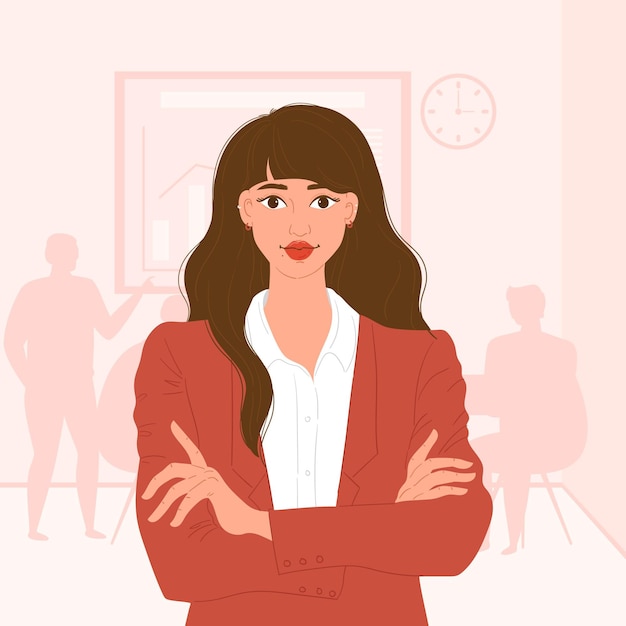 Free Vector flat-hand drawn female team leader