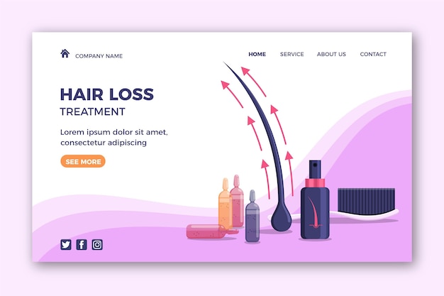 Free Vector flat-hand drawn hair loss treatment landing page template