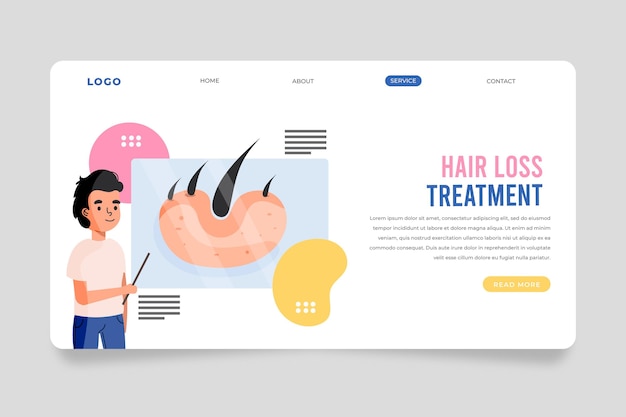 Free vector flat-hand drawn hair loss treatment landing page template