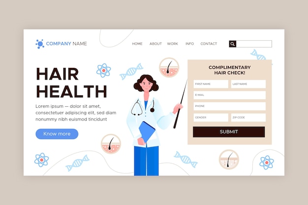 Free Vector flat-hand drawn hair loss treatment landing page