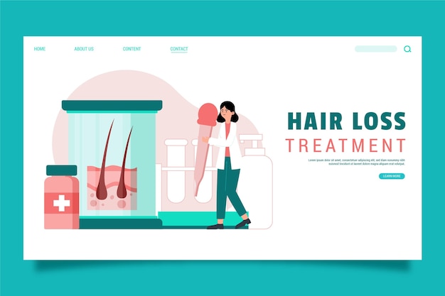 Free Vector flat-hand drawn hair loss treatment landing page