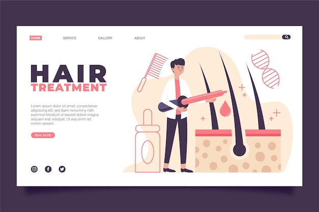 Free Vector flat-hand drawn hair loss treatment landing page