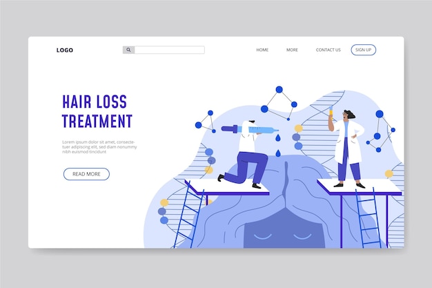 Free Vector flat-hand drawn hair loss treatment landing page