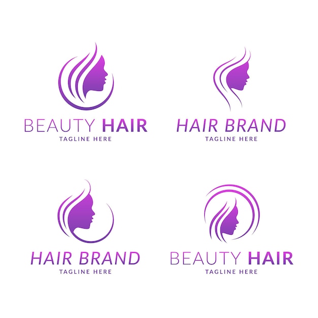 Flat-hand drawn hair salon logo collection