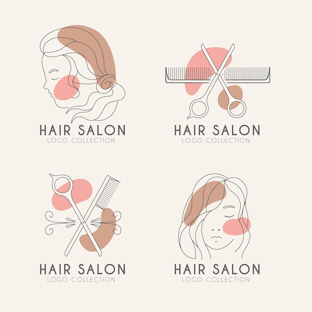 Free vector flat-hand drawn hair salon logo set