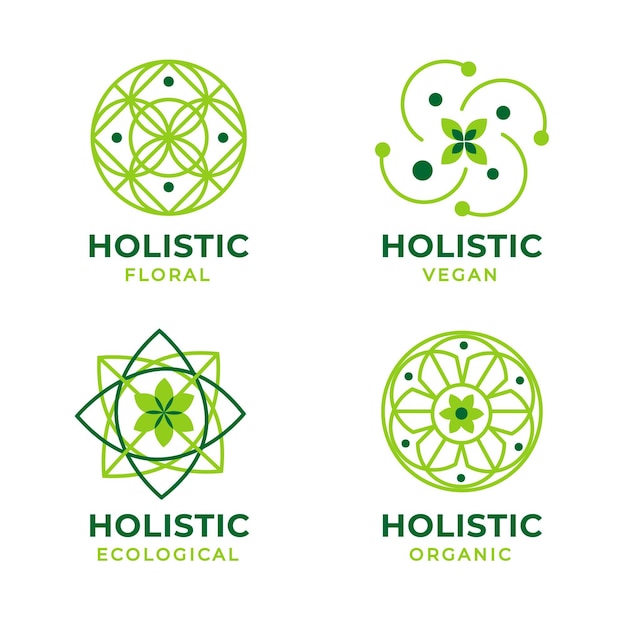 Free vector flat-hand drawn holistic logo collection