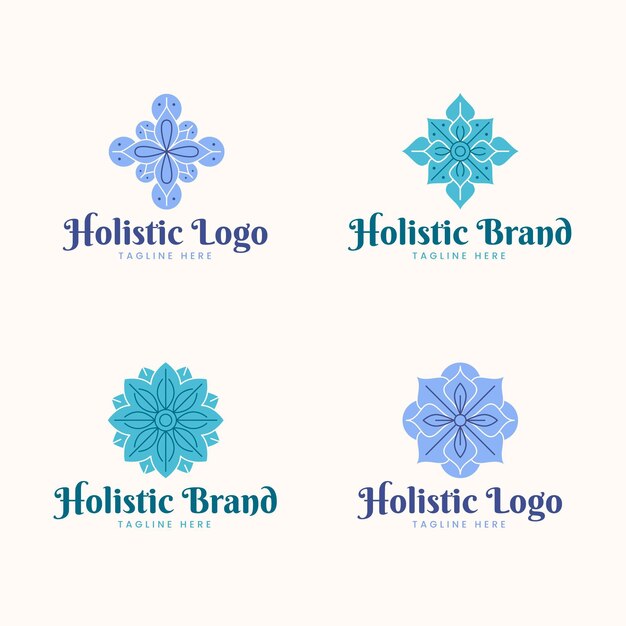 Flat-hand drawn holistic logo set