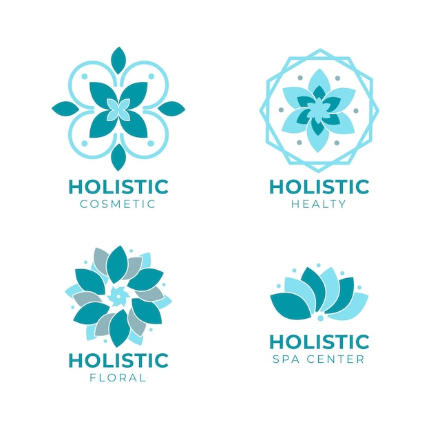 Flat-hand drawn holistic logo set