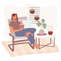 Free vector flat-hand drawn hygge lifestyle illustration