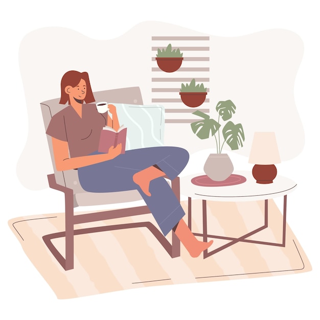 Free Vector flat-hand drawn hygge lifestyle illustration