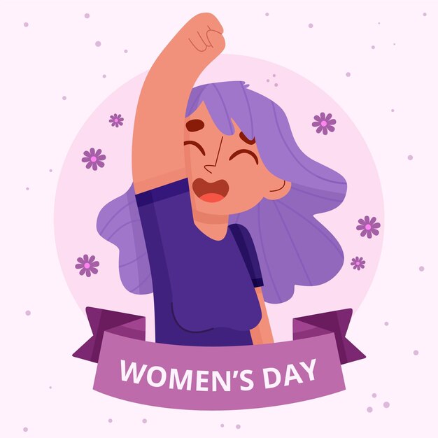 Flat-hand drawn international women's day illustration