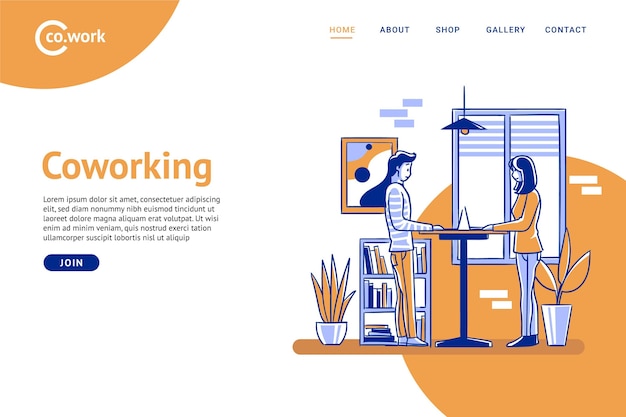 Free Vector flat hand drawn landing page coworking  and colleagues