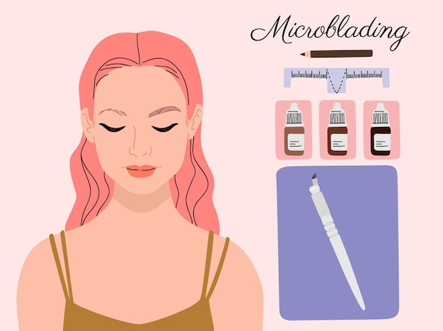 Free Vector flat-hand drawn microblading illustration