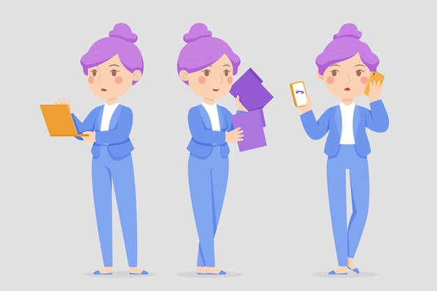 Free Vector flat-hand drawn multitasking businesswoman illustration