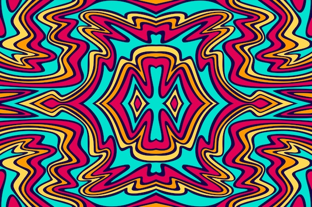 Flat-hand drawn psychedelic groovy background