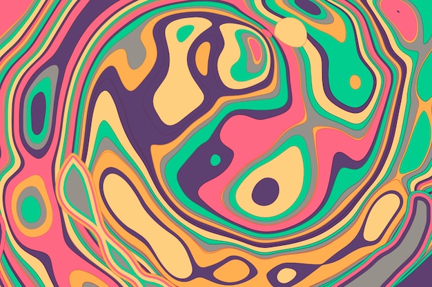 Flat-hand drawn psychedelic groovy background