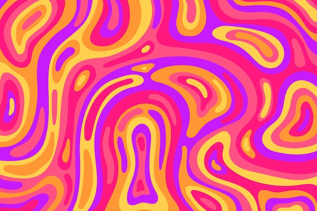 Flat-hand drawn psychedelic groovy background