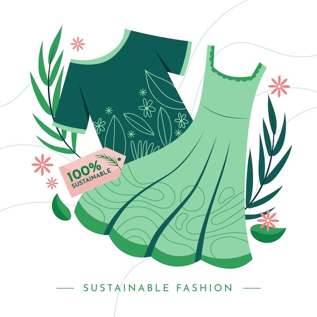 Free Vector flat-hand drawn sustainable fashion illustration with graments