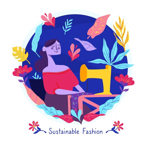 Flat-hand drawn sustainable fashion illustration