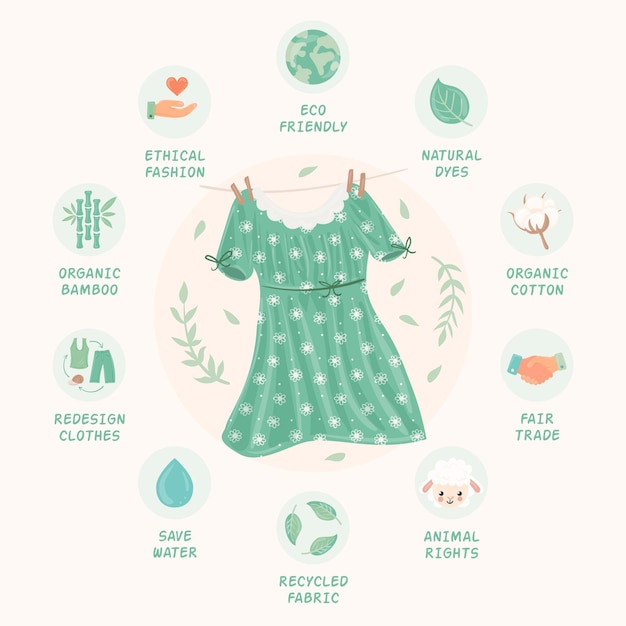 Free Vector flat-hand drawn sustainable fashion infographic